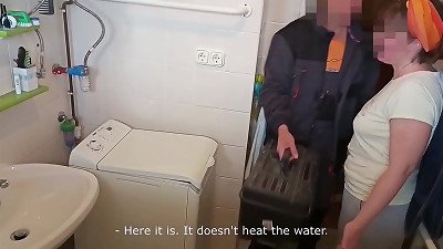 part 1: Sexy, old wife gets plowed by washing machine repairman - while husband sleeps. After waking up, unsuspecting husband ravages wifey too.